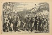 A Group of Union Prisoners Escorted through a Rebel Town, from "Harper's Weekly"
