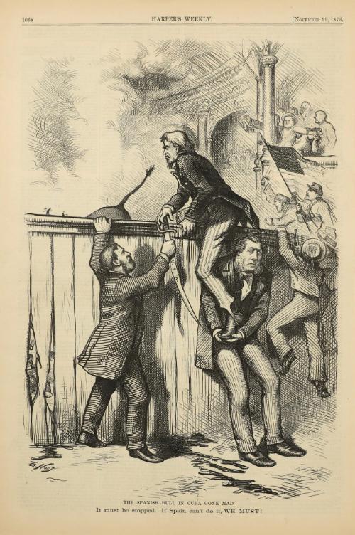 The Spanish Bull in Cuba Gone Mad, from "Harper's Weekly"