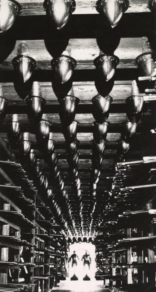 Armored figures in doorway, Styrian Armoury, Graz, Austria