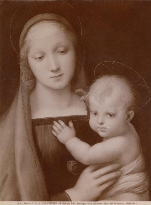 Firenze - R. Galleria Pitti. Dettaglio della Madonna detta del Granduca.
