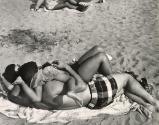 Family playing in sand, Coney Island, Brooklyn