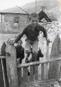 Boys jumping over fence, Svaneti, Georgia, Valley of Caucasus