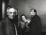 Behind the scenes where they concentrate before entering the stage (actors, including Jean Vilar, smoking), from the series "Le Théâtre"
