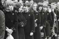 School children in uniform at funeral of Konrad Adenauer, West Germany,