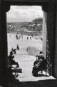 Street scene through large doorway, Aleppo, Syria,