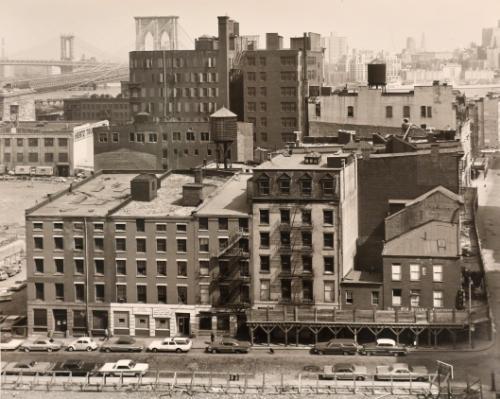The Brooklyn Bridge site seen from the roof of Beekman Hospital, from the series "The Destruction of Lower Manhattan"