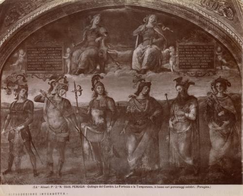 Perugia - Collegio del Cambio. La Fortezza e la Temperanza, in basso vari personaggi celebri