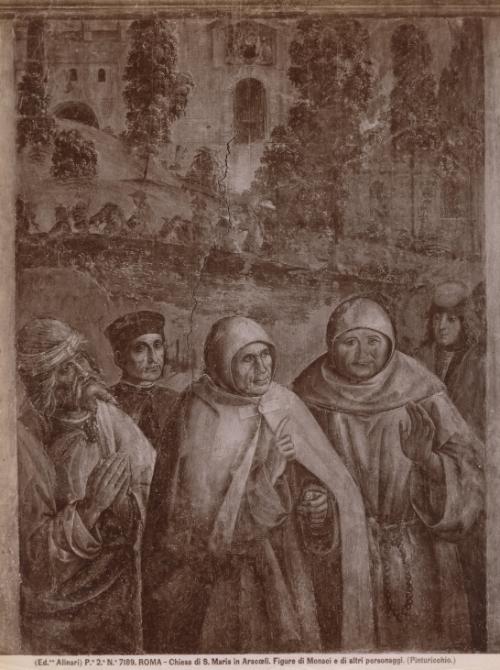 Roma - Chiesa di S. Maria in Aracoeli. Figure di Monaci e di altri personaggi