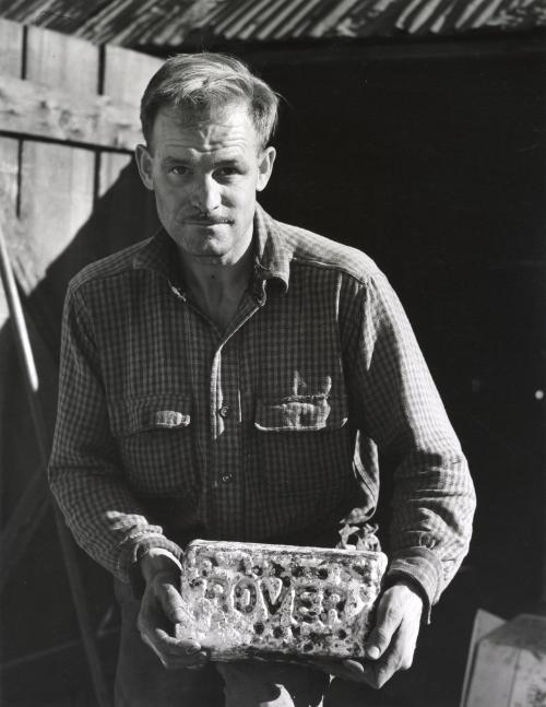 Miner with Gold Brick Worth $2,000, El Dorado Canyon, Clark County, Nevada