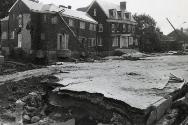 Homes and road damaged by flood, Wilkes-Barre, PA, USA