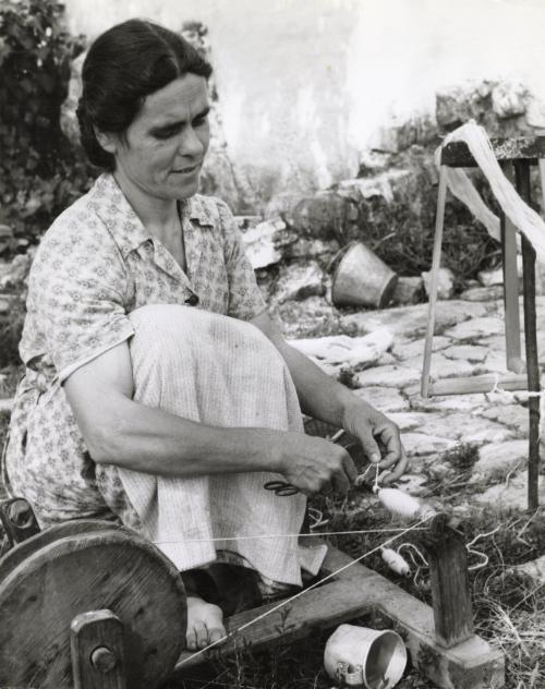 Woman with loom, likely Greece