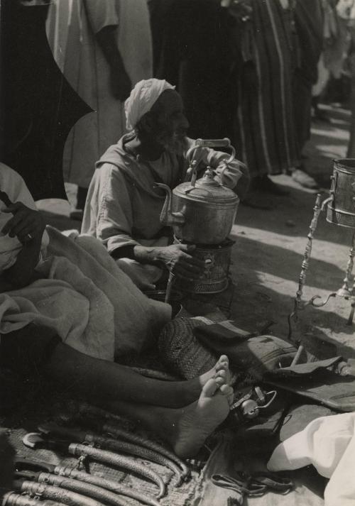 Souvenir merchants and mint tea seller, Tangier, Morocco