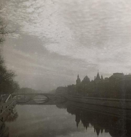 View of the Seine River with the Pont au Change and the Palais de Justice, Paris