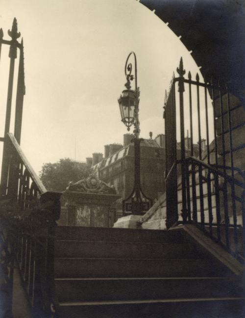 View of lamppost from bottom of steps