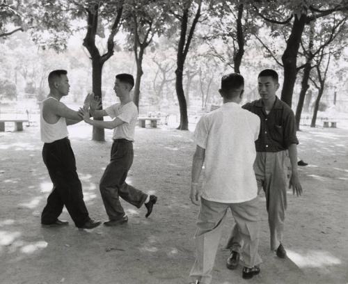 Men practicing martial arts, Taiwan.