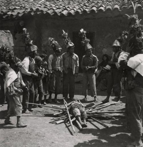 Flagellation Dance, Cuzco, Peru (After the flagellation dance, the dancer faints -- when they lay on the "rods of life" and the passage is accomplished.)