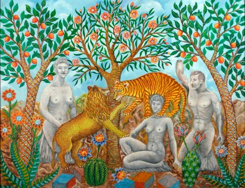 Nudes With Lion and Tiger