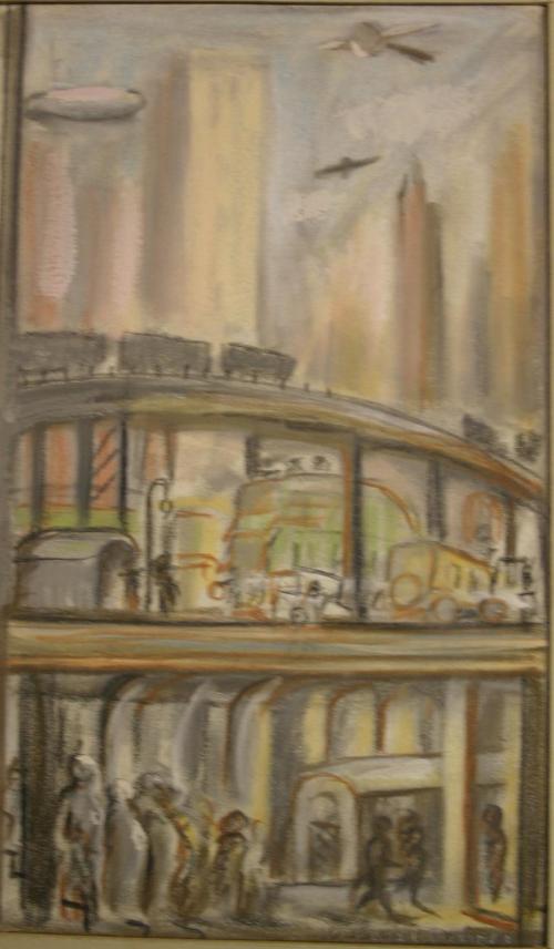 Life in New York - Transportation, design for WPA project mural "Life in New York"
