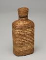 Basketry Covered Glass Bottle with Lid