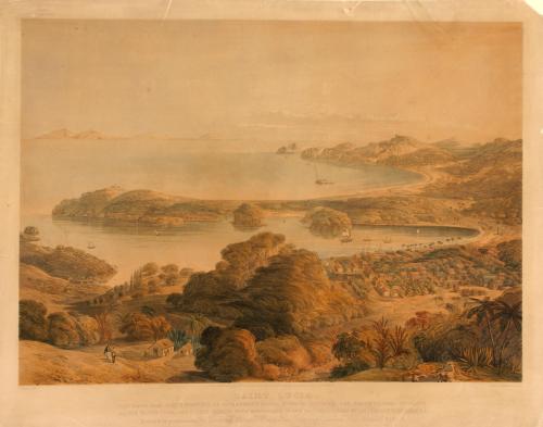 Saint Lucia, View taken from Morne Fortuné of Government House, Town of Castries, The Three Military Outposts viz, The Tapion, Vigia, And Pigion Island, With Martinique In The Distance