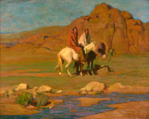 Indians Beside a Stream, Taos, NM