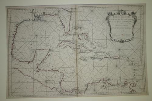 Carte Reduite Du Golphe Du Mexique Et Des Isles De L'Amerique Pour servir aux Vaisseaux du Roy Dressee Au Dêpost Des Cartes et Plans de la Marine, Par Ordre de M. Le Comte de Maurepas. Annee 1749.