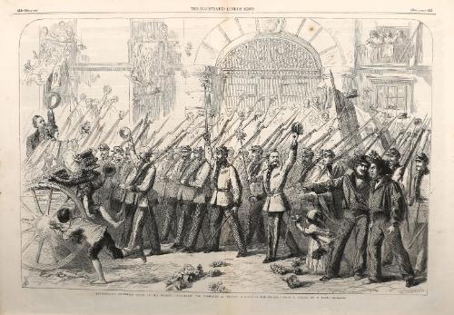 Enthusiastic Reception to British Volunteers for Garabaldi at Naples, from the "London Illustrated News"