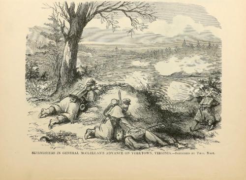 Skirmishers in General McClellan’s Advance on Yorktown, from the "New-York Illustrated News"