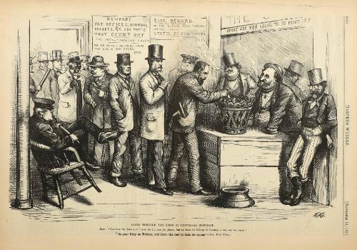 Going Through the Form of Universal Suffrage, from "Harper's Weekly"