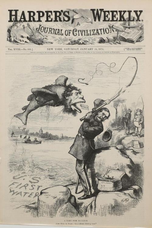 A Hard Fish to Catch, from "Harper's Weekly"