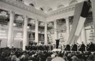 Audience watching orchestra perform, Moscow