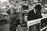 Affluences in Europe: with the new wave of prosperity, trade or luxury items flourish. Record sales are soaring, despite their relatively high price. This big store on the Champs Elysees is open seven days a week, late into the night, and is crowded with customers all the time, Paris, 1961