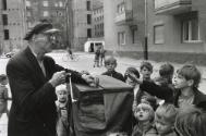 Werkelmann, a barrel organ player, West Berlin, 1958
