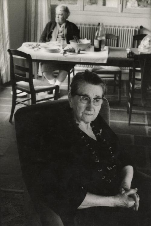 Places Proust haunted on the 100th anniversary of his birth: Celeste Albaret, Marcel Proust's housekeeper, seated with hands folded, France.