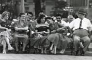 Broadway Island – young women laughing, New York City