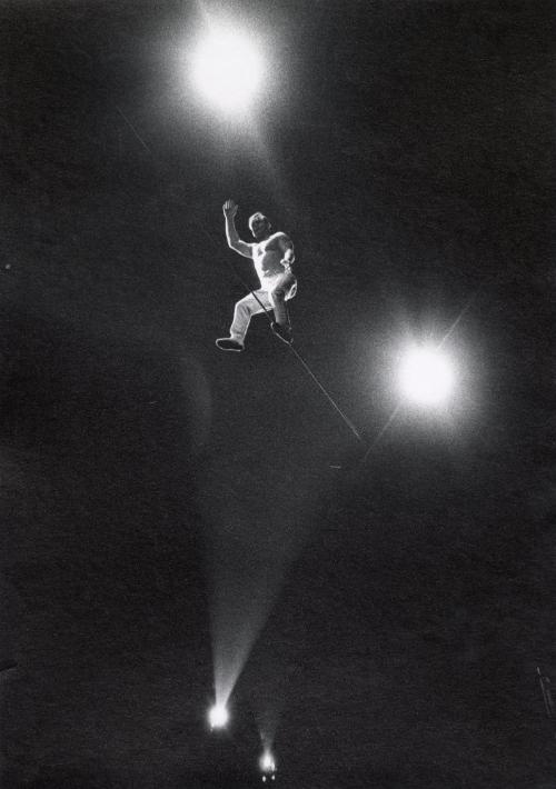 Harold Alzana Balancing on High Wire under Spotlights, Ringling Brothers Circus