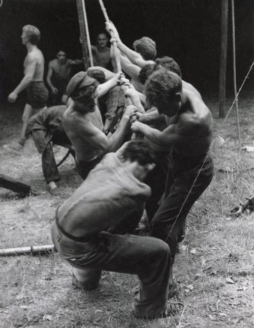 Traveling Circus Workers Installing Tent, Marseille, France