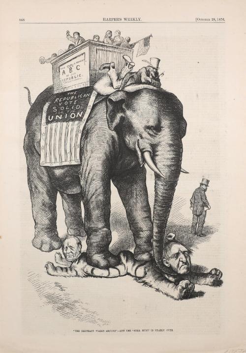 "The Elephant Walks Around" and the "Still Hunt" is Nearly Over, from "Harper's Weekly"