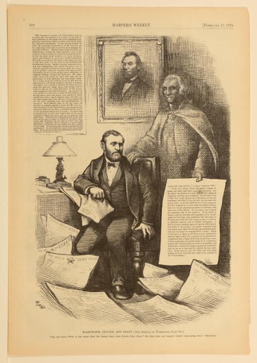 Washington, Lincoln, and Grant, from "Harper's Weekly"