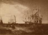 Spithead: Two Captured Danish Ships Entering Portsmouth Harbour