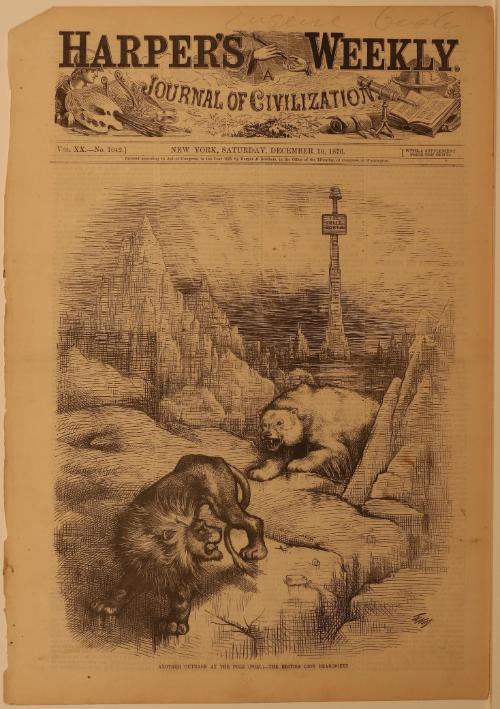 Another Outrage at the Pole (Poll)---The British Lion Bear-Dozed, from "Harper's Weekly"
