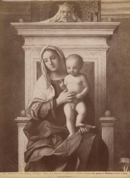 Venezia - Chiesa di S. Zaccaria. La Madonna col Figlio, dettaglio del quadro la Madonna in trono e Santi