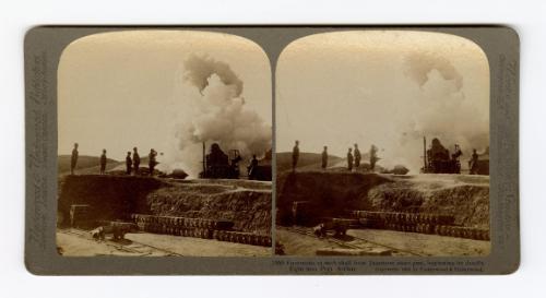 7559-Enormous 11-inch shell from Japanese siege gun, beginning its deadly flight into Port Arthur