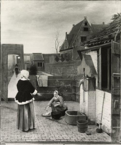 A Woman and her Maid in a Courtyard