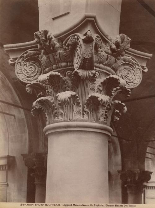 Detail of a column in the Loggia of the New Market in Florence, Italy