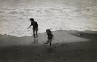 Hartmann’s wife and daughter playing on the beach, Marin County, San Francisco