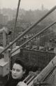 Portrait of heiress Gloria Vanderbilt on rooftop, New York City