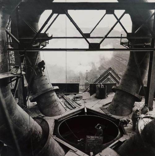 Workers inside the Komsomolskaya Blast Furnace, Zhdanov City