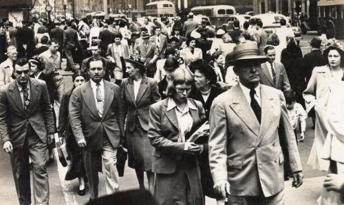 Streetscene with crowd, NYC