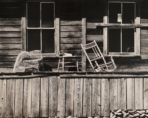 Porch with broken chairs, Bodie State Historic Park, California